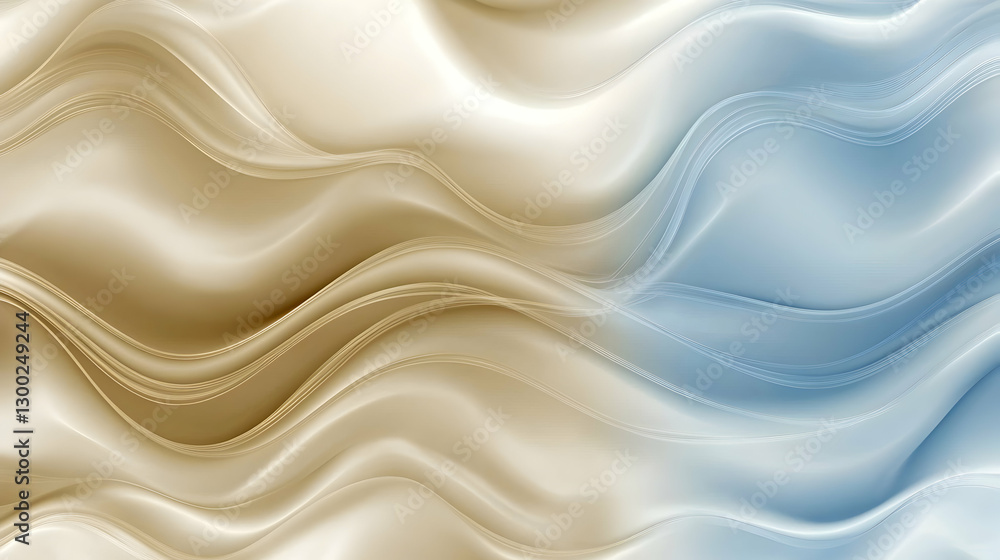 Fototapeta premium Abstract Beige Blue Wave Background Texture Digital Art Design
