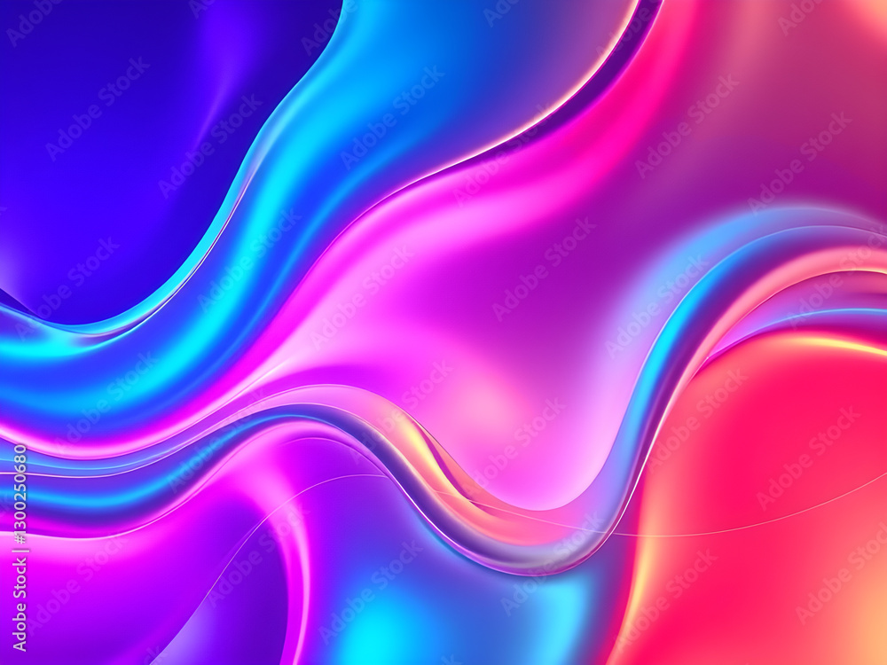 Fototapeta premium 3D abstract background with fluid shapes, neon glass, smooth gradients, and dynamic lighting, creating depth and a futuristic feel.