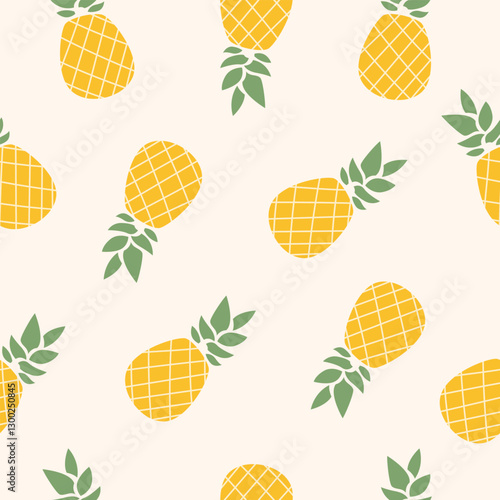 Pineapple vector seamless pattern. Summer background design.