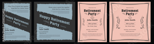Retirement party flyer layout social media post design vintage royal traditional chill old ancient invitation card celebration festive senior Happy retirement flyer. vintage, traditional