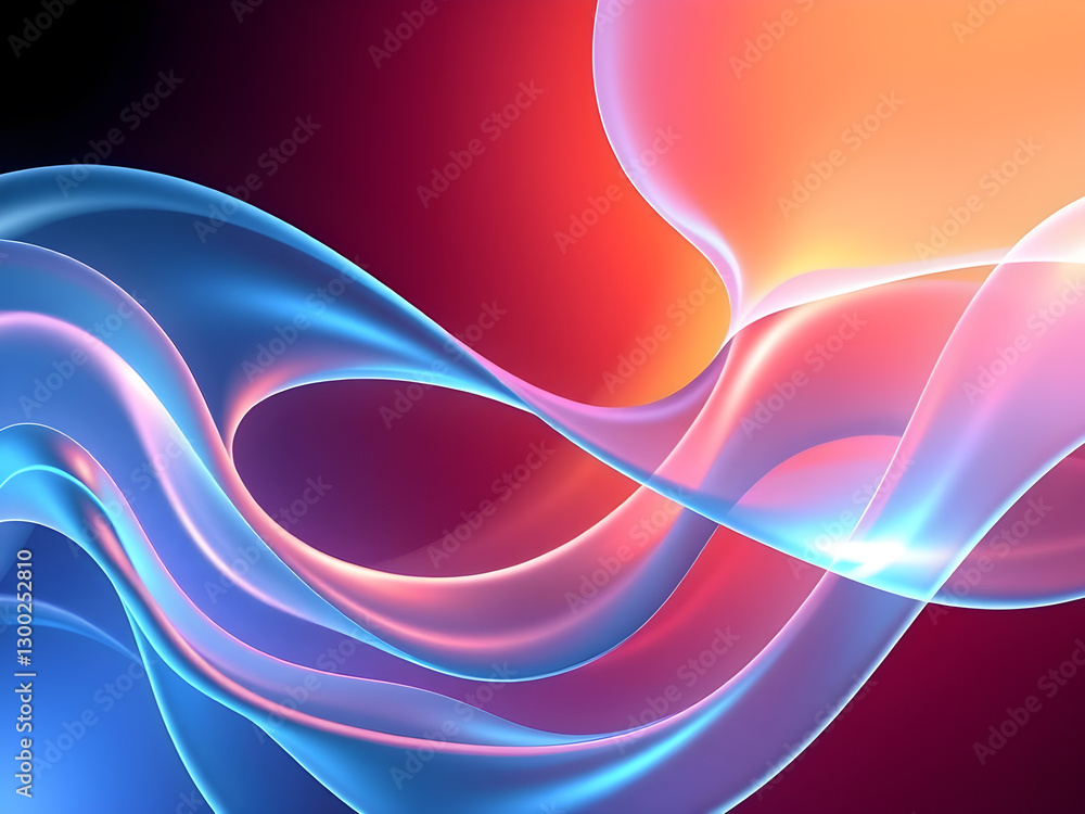Naklejka premium 3D abstract background with fluid shapes, neon glass, smooth gradients, and dynamic lighting, creating depth and a futuristic feel.