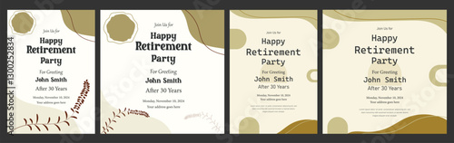 Retirement party flyer layout social media post design vintage royal traditional chill old ancient invitation card celebration festive senior Happy retirement flyer. vintage, traditional
