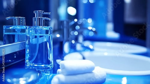 Elegant bathroom accessories showcase modern home product photography clean environment close-up view serenity concept