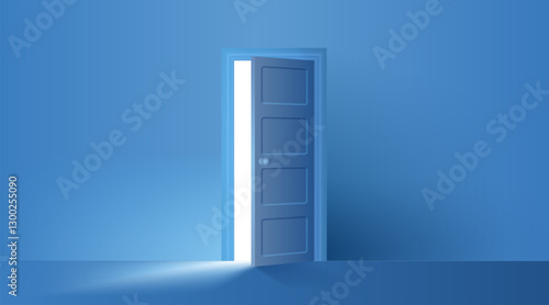 Open door to a bright future. Vector illustration. Sketch for creativity.