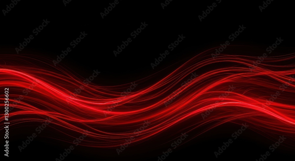 Fototapeta premium Abstract Red Light Streaks Flowing on Black Background Technology Concept