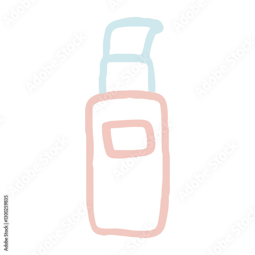Skincare bottle pump pastel line art - Cleancers Exfoliants Serums essences Toner moisturizers