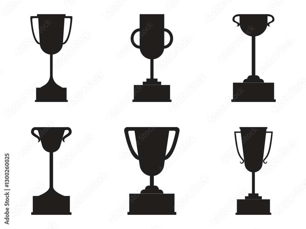 Collection of winner cup shapes. Vector illustration isolated on white background Collection of winner cup shapes. Vector illustration isolated on white background