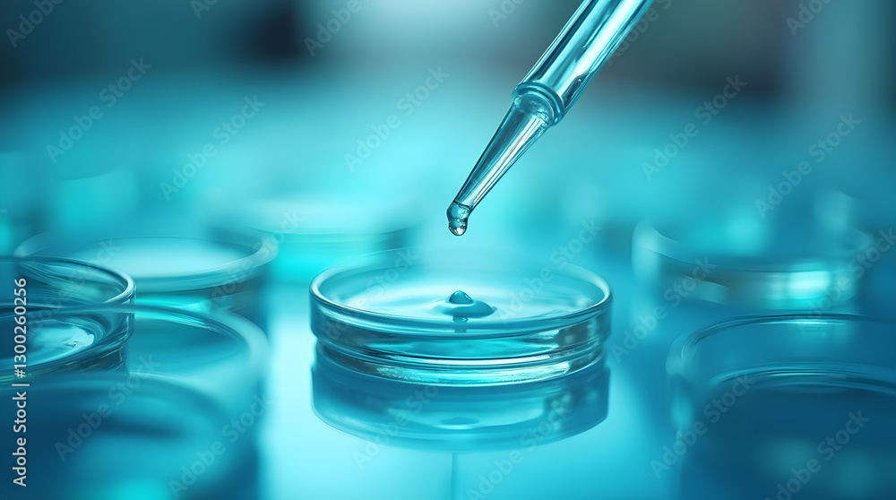 Scientific Laboratory Close-up Pipette Liquid Drop into Petri Dish Scientific Laboratory Close-up Pipette Liquid Drop into Petri Dish