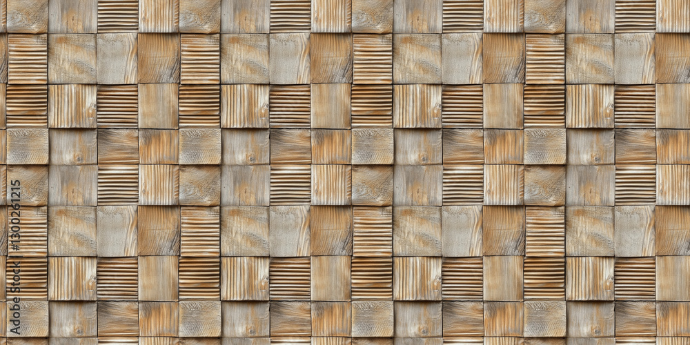 Fototapeta premium Brown wooden 3d cubes texture background , seamless pattern
