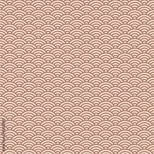 Seamless japanese geometrical pattern. Repeating asian nature textured. Soft mocha mousse colors. Vector illustration.
