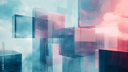 Obraz na płótnie An abstract representation of mental clarity, with translucent, floating geometric shapes. w salonie