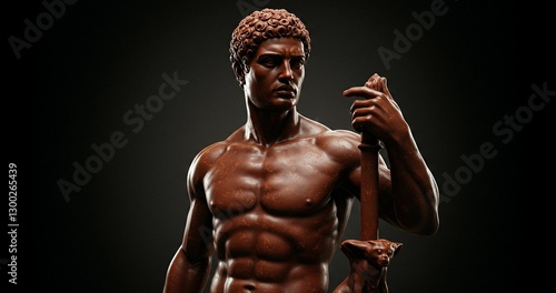 Heroic chocolate warrior with a staff