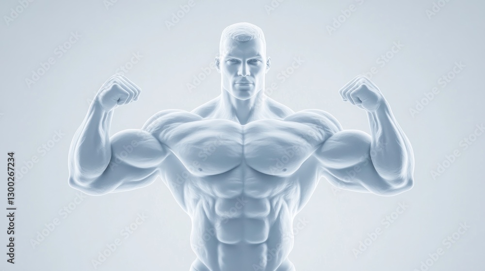 Muscular man flexing, studio backdrop Muscular man flexing, studio backdrop