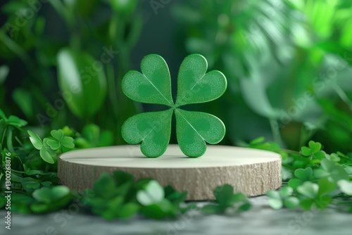 Shamrock podium design for St. Patrick's Day event and product showcases.