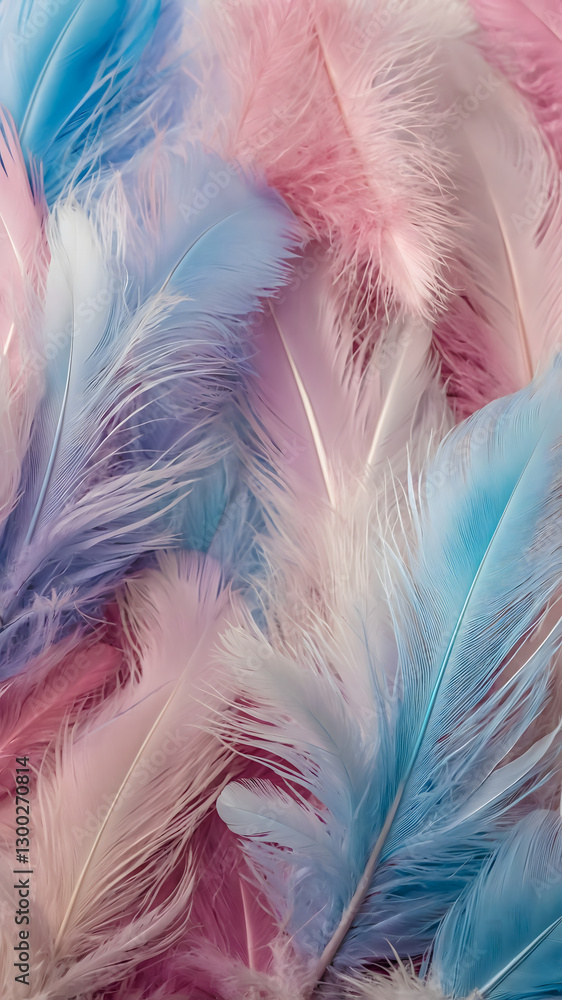 Fototapeta premium Dreamy Pastel Background with Soft Focus Feathers, Abstract Nature Landscape