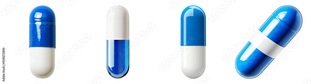 Blue and White Capsules in Various Arrangements Against White Background, PNG bundle collection, Isolated on Transparent Background Blue and White Capsules in Various Arrangements Against White Background, PNG bundle collection, Isolated on Transparent Background