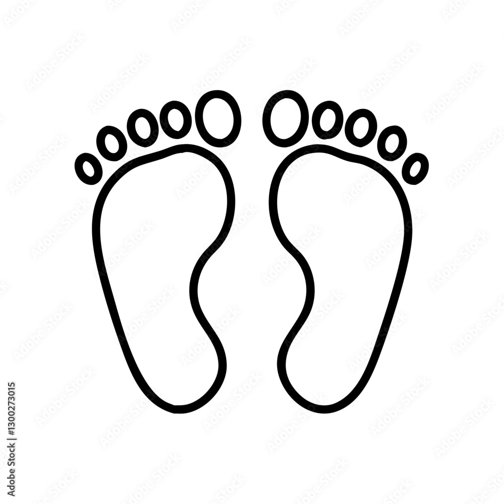 Footprints icon in black outline, modern design, symbolizing movement and journey Footprints icon in black outline, modern design, symbolizing movement and journey