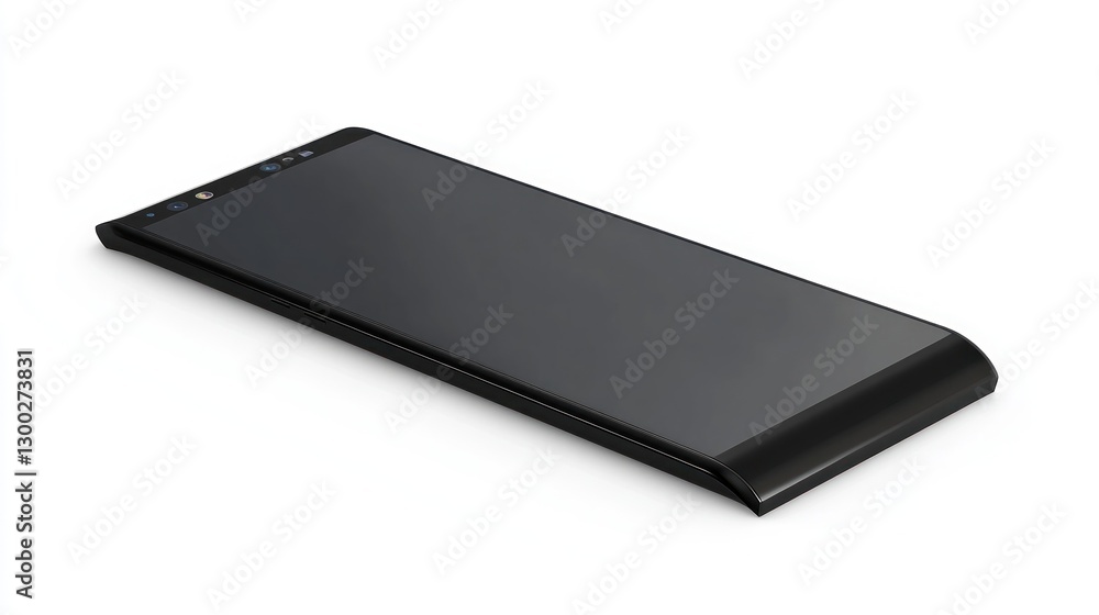 Sleek black phone battery on white background Sleek black phone battery on white background