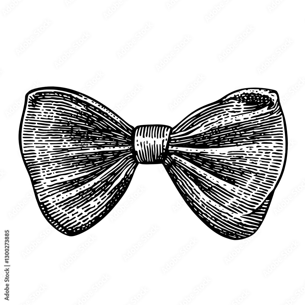 Fototapeta premium Elegant vector engraved illustration of a classic bow tie design for formal occasions and fashion accessories