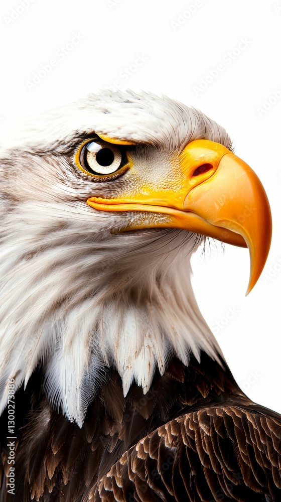 Fototapeta premium Detailed Close Up Portrait of Bald Eagle American Bird of Prey Animal Wildlife Nature Power Freedom