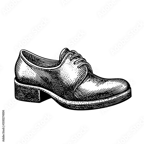 Elegant vector engraved illustration of a classic dress shoe with detailed craftsmanship and vintage style
