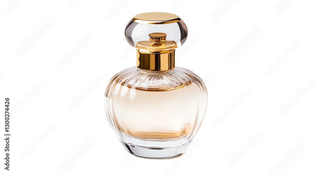 Elegant perfume bottle with golden accents. Elegant perfume bottle with golden accents.