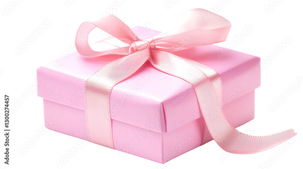 Obraz premium Elegant pink gift box with ribbon for special occasions.