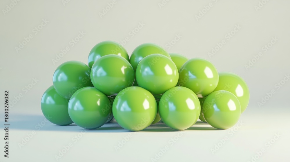Green spheres clustered on light background Green spheres clustered on light background