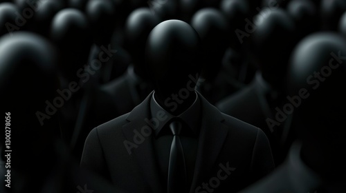 Faceless Figures in Suits, Anonymous Crowd