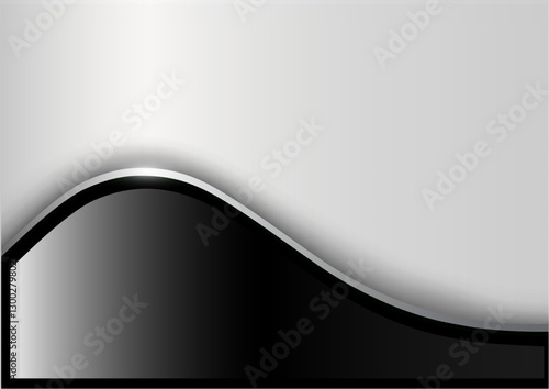 Silver black metallic background, elegant wavy 3d illustration.