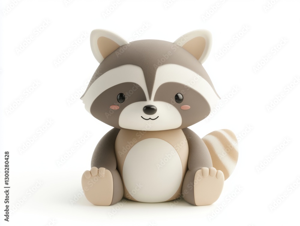 Naklejka premium Cute raccoon figurine with soft pastel colors 