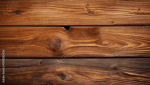 Brown wooden planks with knot. Wood texture background showing grain and growth rings. Natural timber surface with detail.
