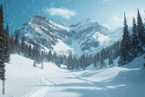 winter landscape with mountains photo