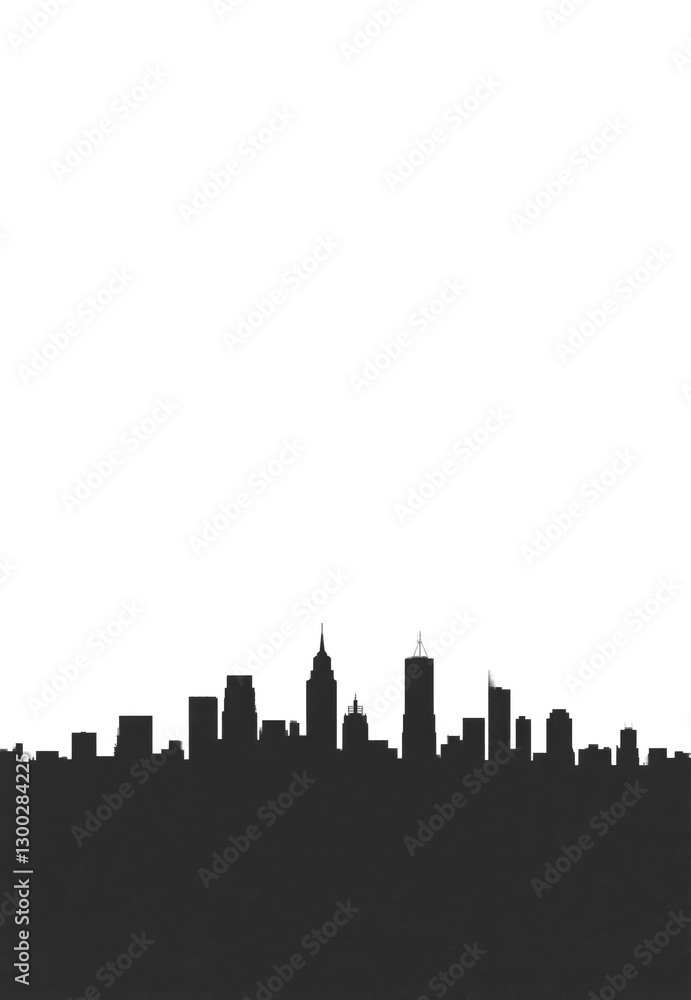 Fototapeta premium Black Silhouette of a City Skyline