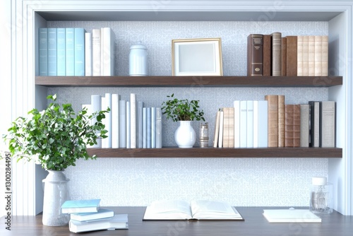 Modern Home Office Bookshelf Background for Zoom Meeting and Online Presentation