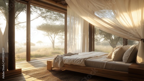 Serene Sunrise Bedroom with Savanna View
