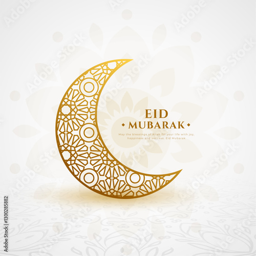 elegant eid mubarak wishes background with golden crescent