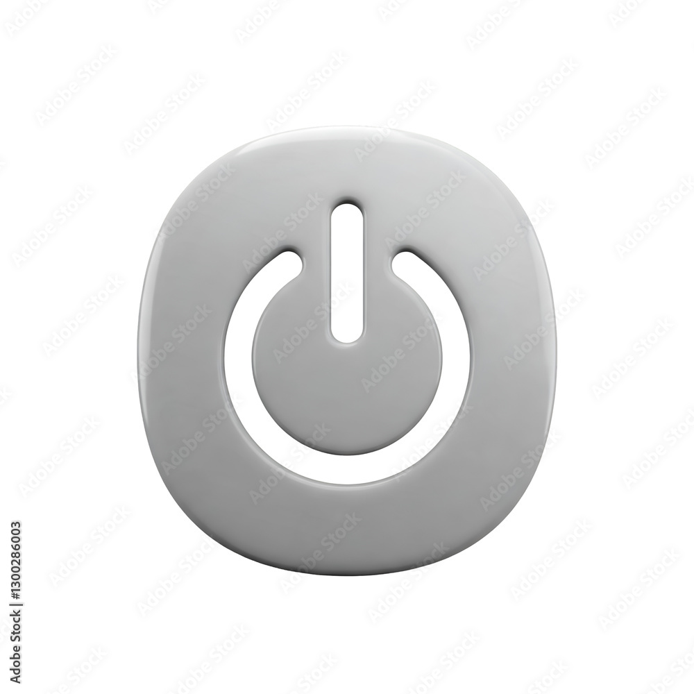 power button icon 3D rendered isolated on transparent background power button icon 3D rendered isolated on transparent background