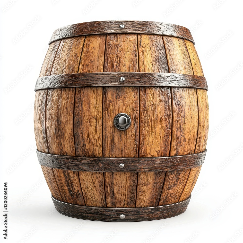 Decorative wooden barrel with a natural finish evoking a sense of heritage and ideal for rustic themed spaces or events Decorative wooden barrel with a natural finish evoking a sense of heritage and ideal for rustic themed spaces or events