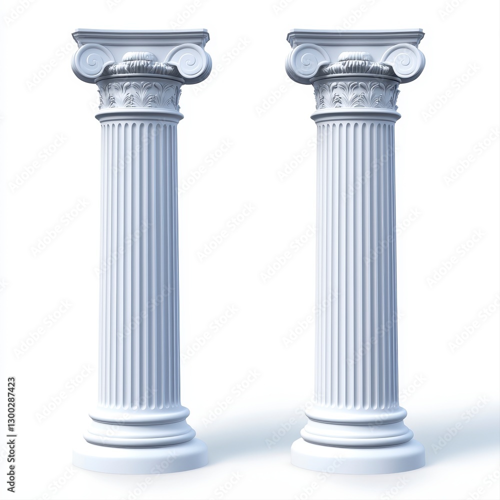 Beautifully crafted two impressive white columns standing proudly in a serene environment with a touch of elegance Beautifully crafted two impressive white columns standing proudly in a serene environment with a touch of elegance