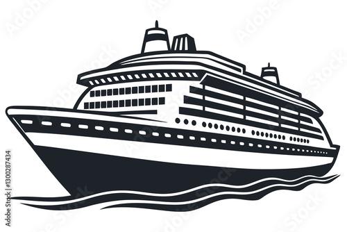 Cruise Black and White Isolated Icon Vector
