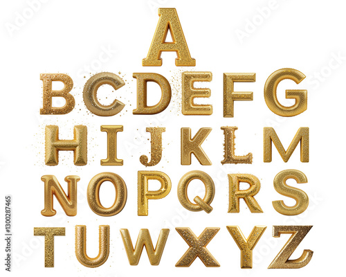 gold glitter a to z set png