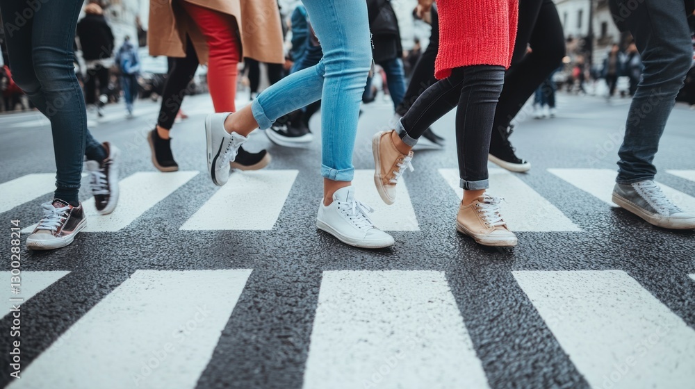 City Crowd Crossing Street Pedestrian Zebra City Crowd Crossing Street Pedestrian Zebra