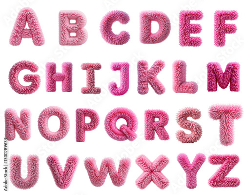 Pink Fur font a to z set png