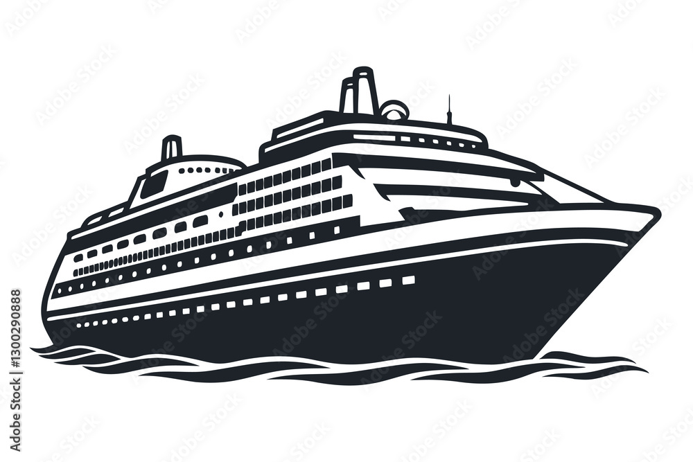 A drawing of a cruise ship on a white background A drawing of a cruise ship on a white background