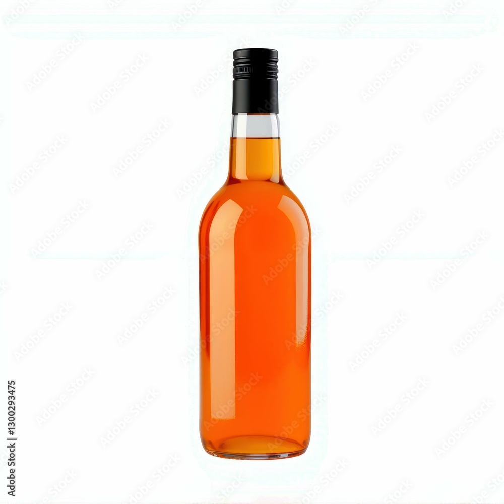 Elegant Glass Bottle Containing Amber Liquid with Black Cap Still Life Product Photography Image