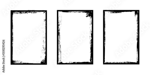 Wallpaper Mural Black frames with worn paper effect on white background. Textured rectangles with old, grunge, grainy, vintage, worn, dust effect. Simple object mockup. Realistic vector illustrations set. Torontodigital.ca