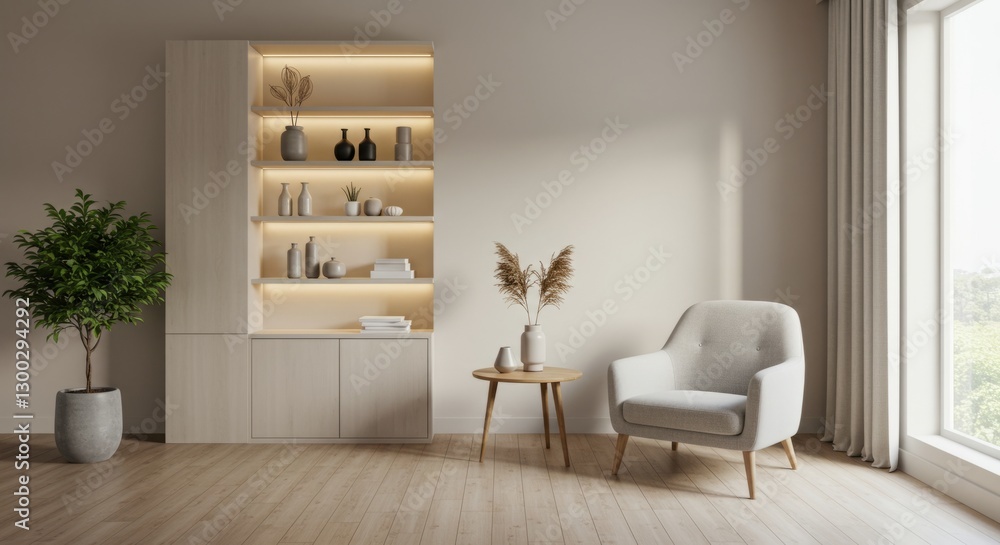 Fototapeta premium Minimalist Lounge with Cozy Armchair