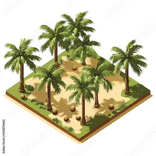 Desert Palm Tree Plantation in Isometric View