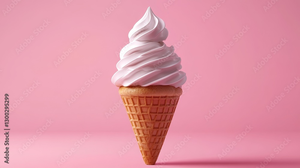 A white ice cream cone with a swirl of ice cream on top A white ice cream cone with a swirl of ice cream on top